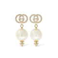 18K Double Gucci Pearl Pendant Earrings