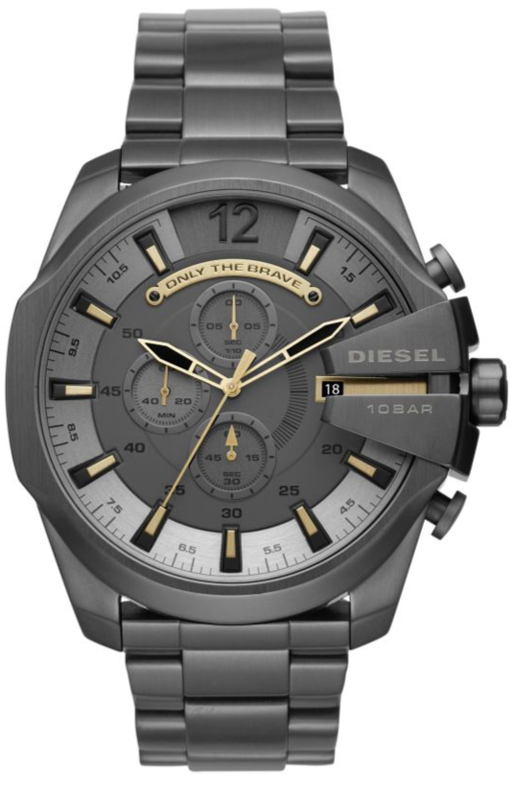 Diesel DZ4466 Mega Chief Chronograph Men's Watch - Grey Dial & Grey Stainless Steel Strap