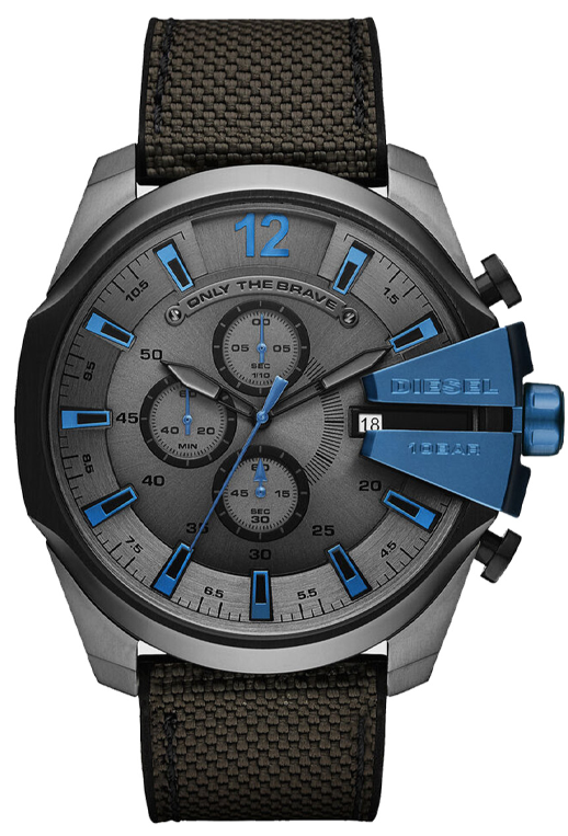 Diesel DZ4500 Mega Chief Chronograph Men's Watch - Black Dial & Black Nylon Strap
