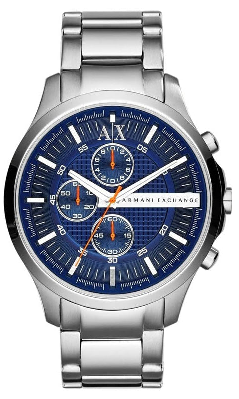 Armani Exchange Hampton AX2155 Men's Chronograph Watch - Blue Dial with Silver Stainless Steel Strap