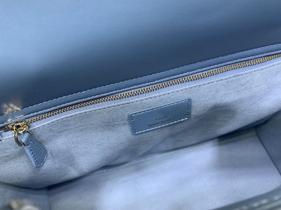 DIOR LARGE LADY BAG 32CM BLUE CANNAGE LAMBSKIN
