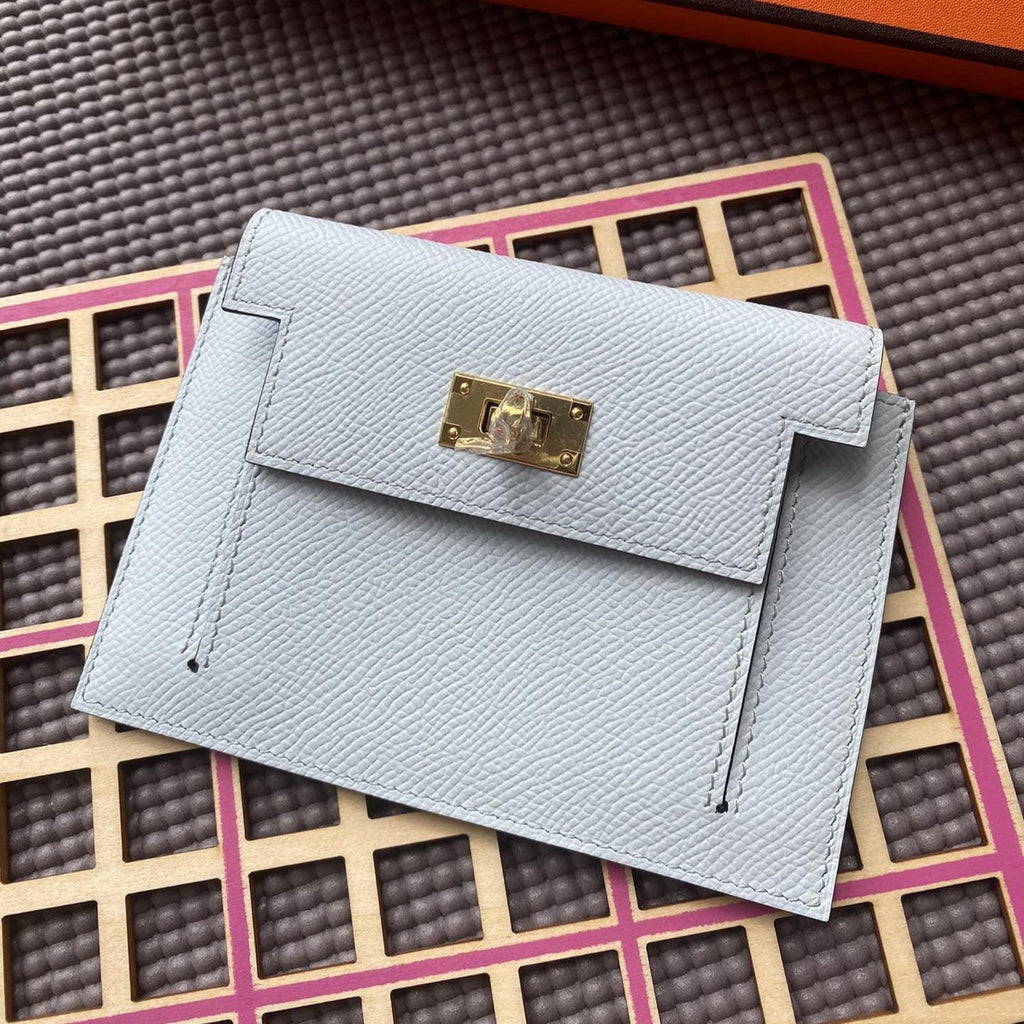 HERMES Kelly Pocket 13.5 Light Grey Epsom Ghw