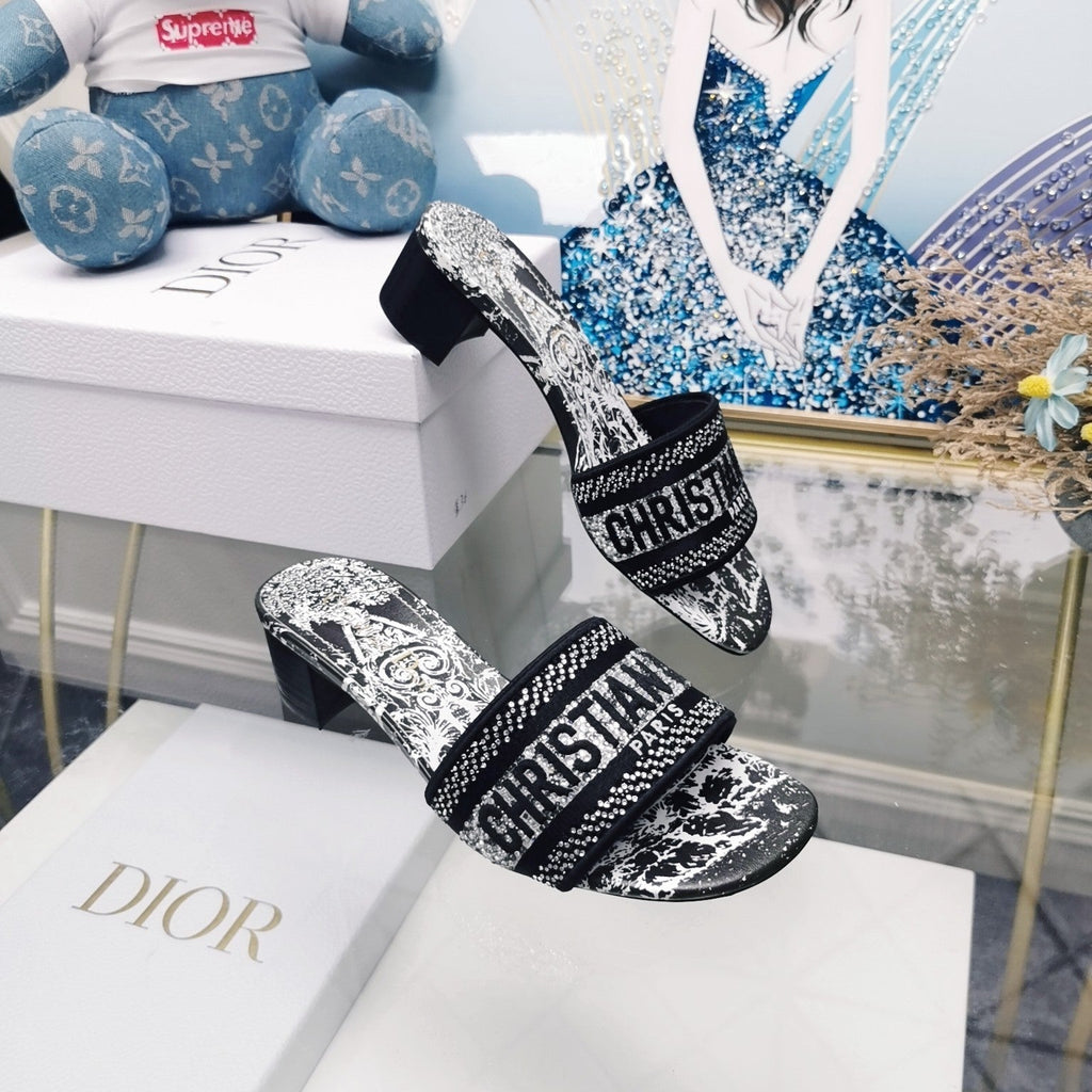 DIOR CD Mule Dway Heeled Slide 45mm Style 23