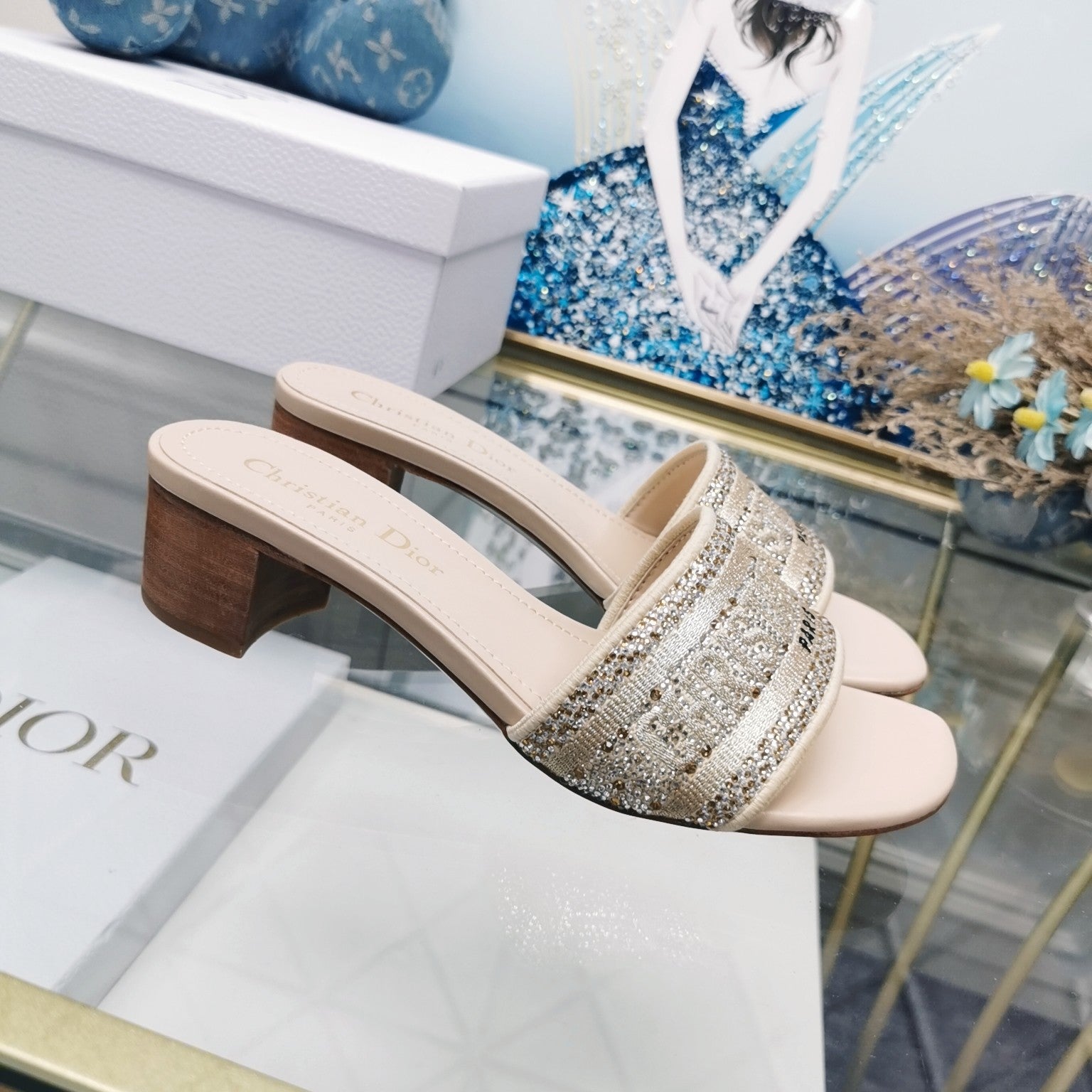DIOR CD Mule Dway Heeled Slide 45mm Style 15