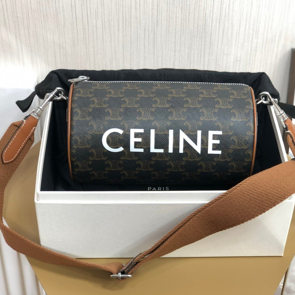 CELINE CYLINDRICAL 22  BAG BLACK PATTERN COWHIDE