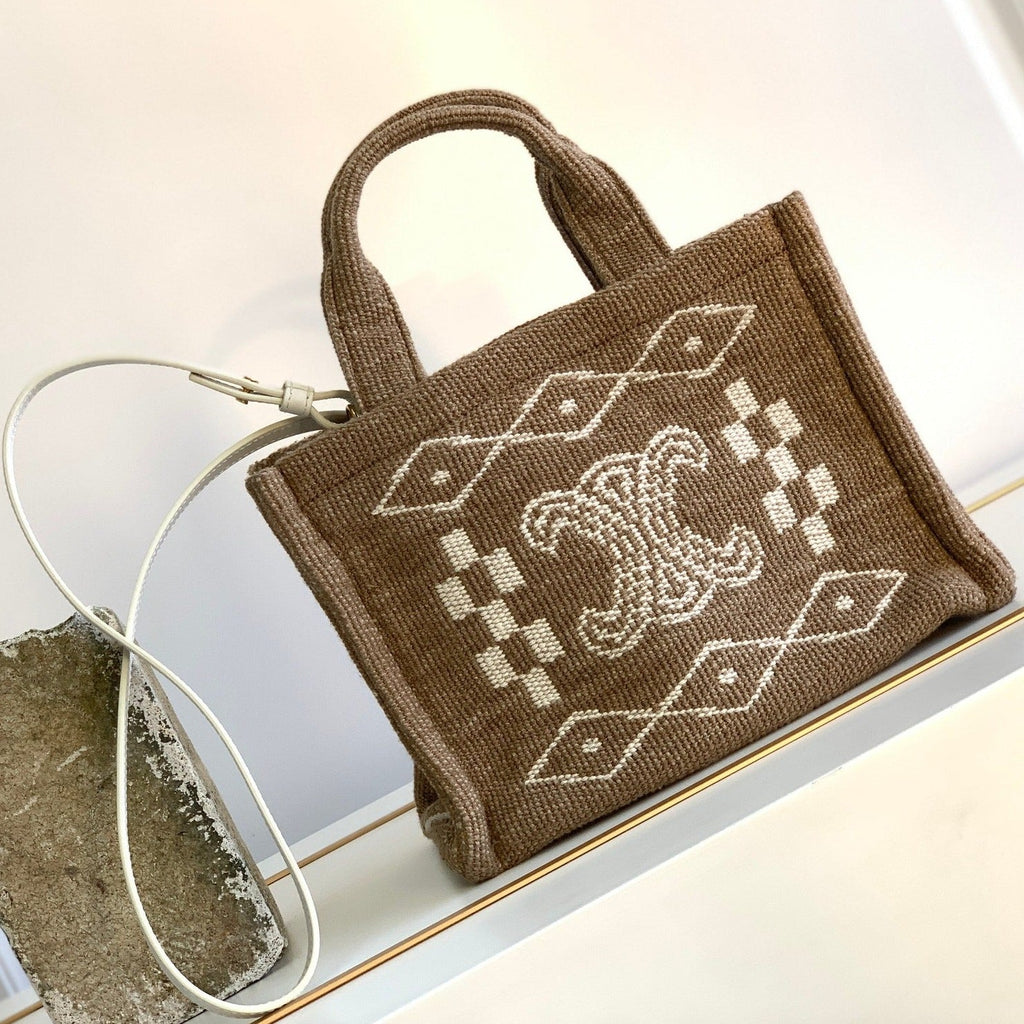 CELINE TRIOMPHE 26 FABRIC BROWN WHITE