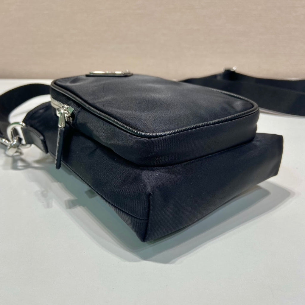 PRADA PHONE BAG 18 IN BLACK RE-NYLON