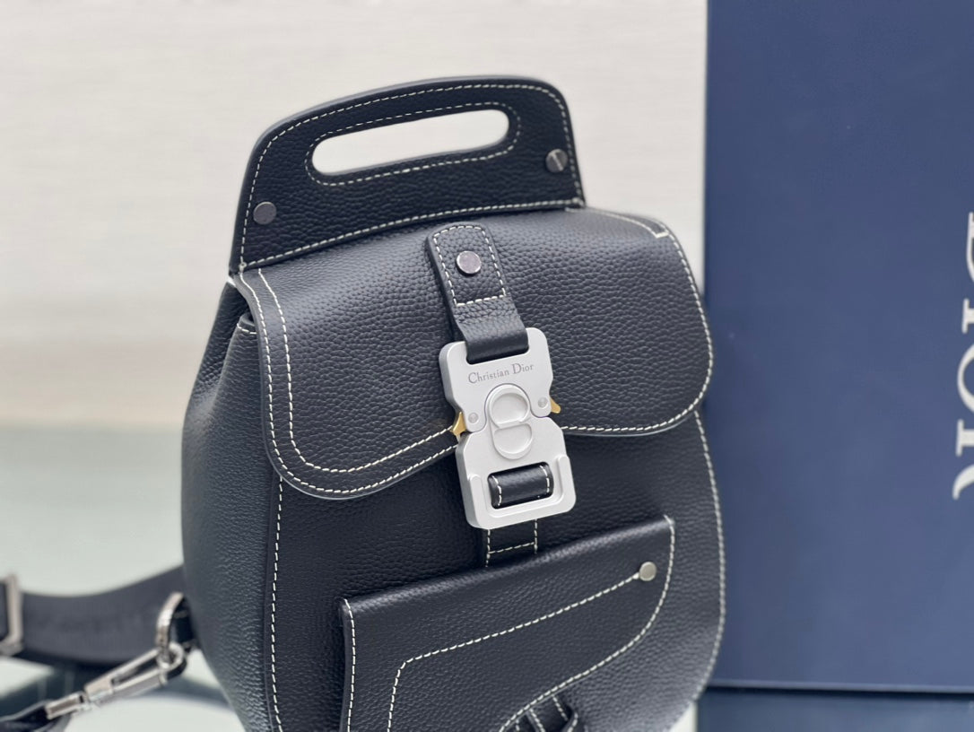 DIOR GALLOP SLING BAG 27 IN BLACK CALFSKIN