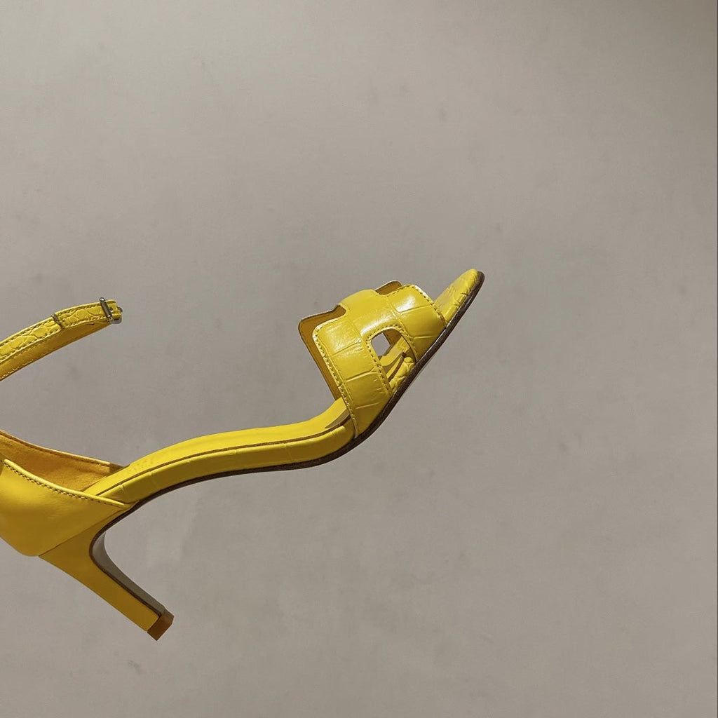 HERMES PREMIERE 70 SANDAL IN BRIGHT YELLOW CALFSKIN