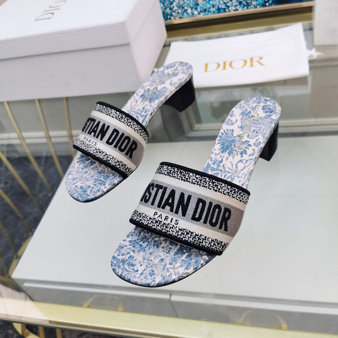 DIOR CD Mule Dway Heeled Slide 45mm Style 34