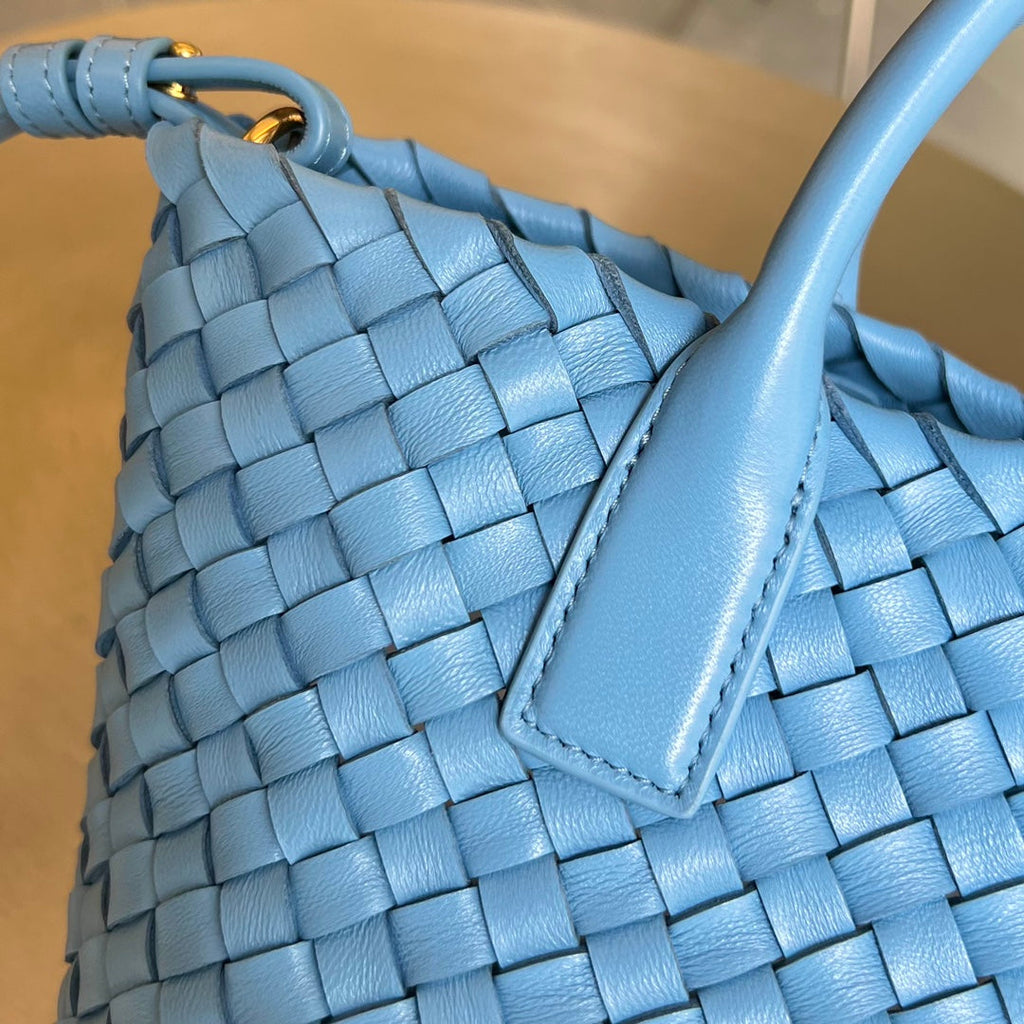 BOTTEGA VENETA MINI CABAT 20 IN SKY BLUE LAMBSKIN