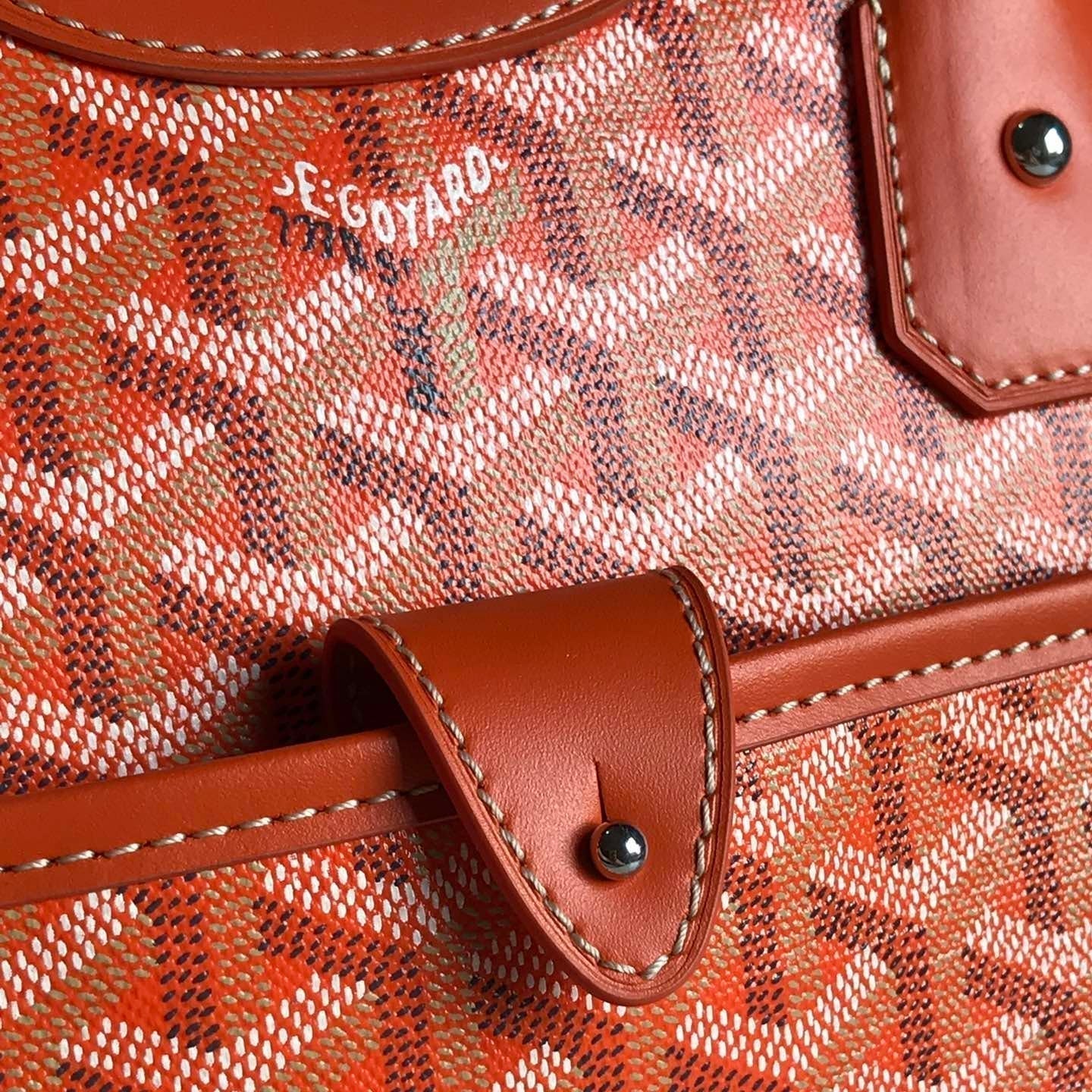 SAINT JEANNE BAG 35 IN RED ORANGE GOYARDINE CANVAS AND CALFSKIN