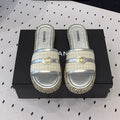 CHANEL Double  Women Silver Slippers Calfskin