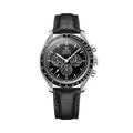 Omega Speedmaster Caliber 321 Platinum 42mm Watch - Black on Leather Strap