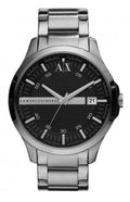 Armani Exchange Hampton AX2103 Men's Chronograph Watch - Black Dial with Silver - Tone Stainless Steel Strap
