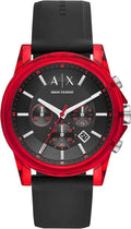 Armani Exchange Outerbanks AX1338 Men's Chronograph Watch - Black Dial with Black Silicone Strap