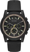 Armani Exchange Outerbanks AX1343 Men's Chronograph Watch - Black Dial with Black Silicone Strap