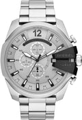 Diesel DZ4501 Mega Chief Chronograph Men's Watch - Silver Dial & Silver Stainless Steel Strap