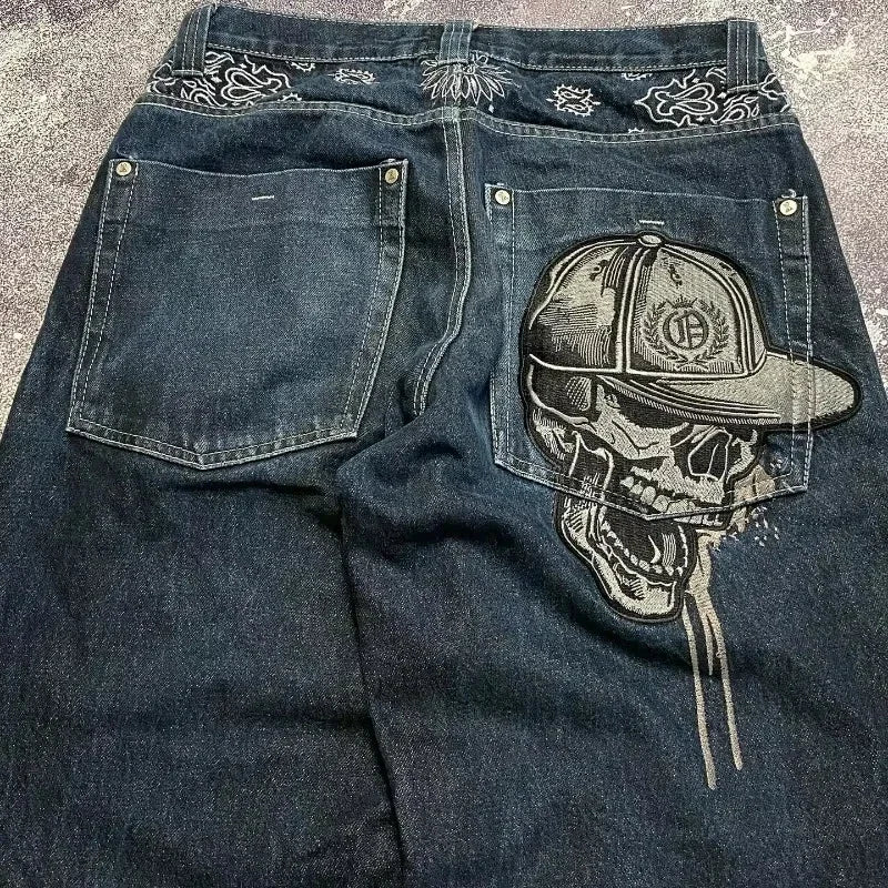 Streetwear Y2K New Fashion Joker Gothic Print Jeans Men