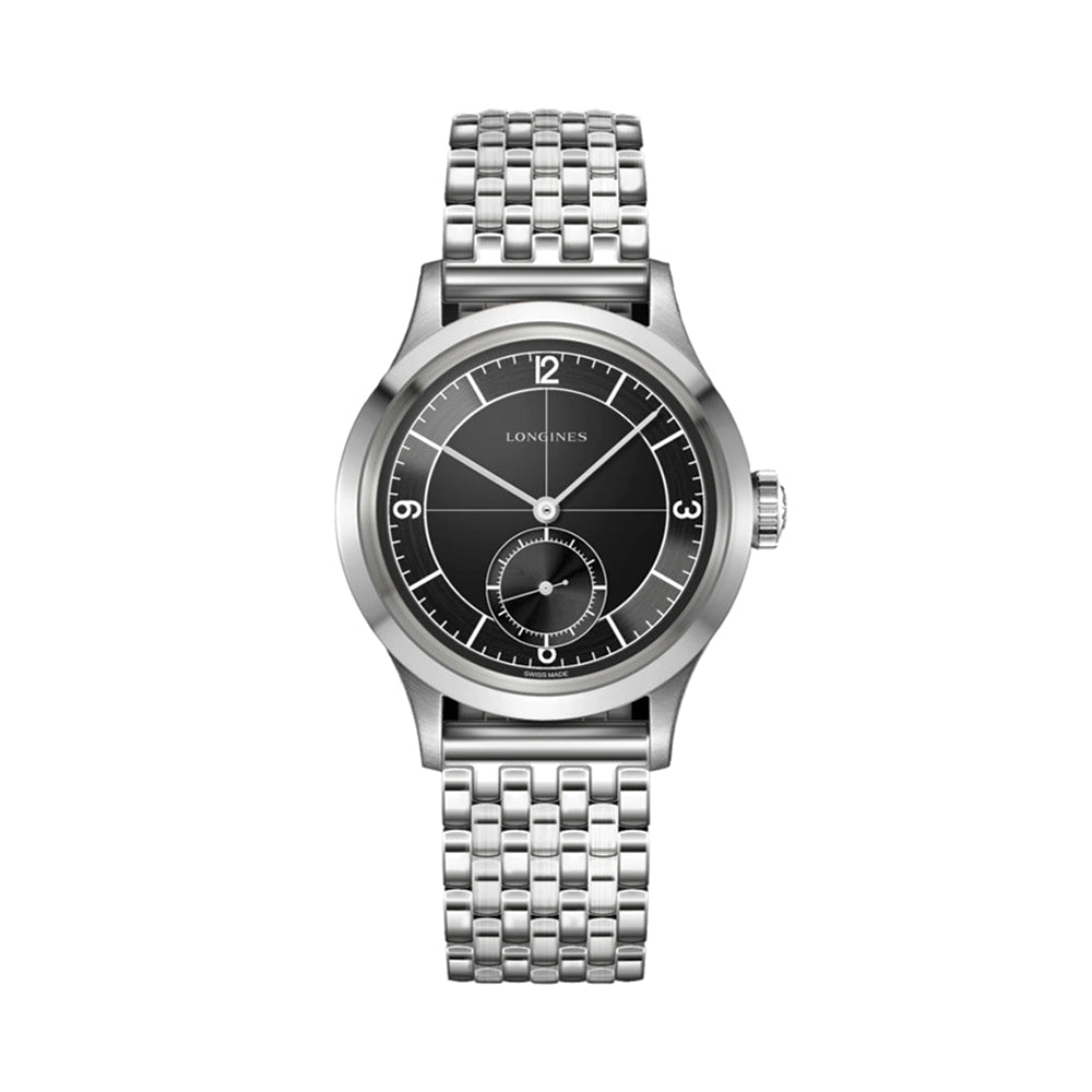 Longines Heritage Classic Sector Dial 38.5mm Watch - Black on Bracelet
