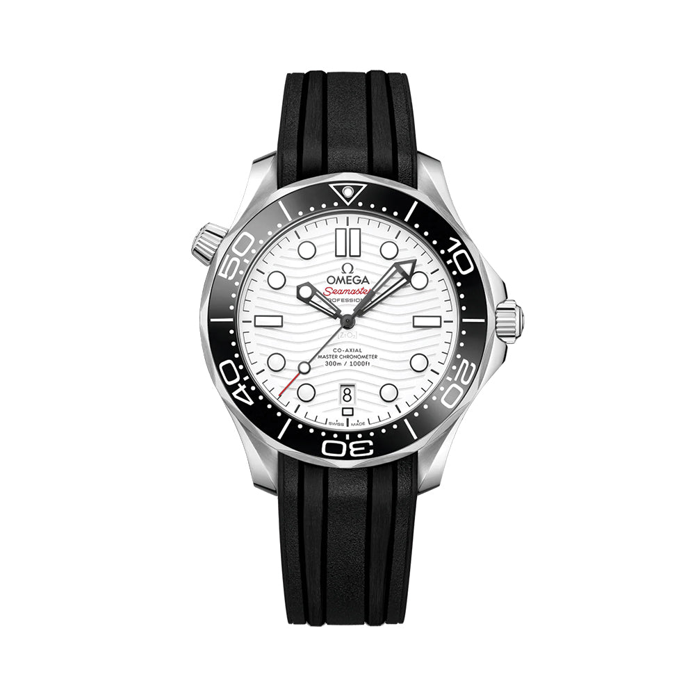 Omega Seamaster Diver 300M 42mm Watch - White on Rubber Strap