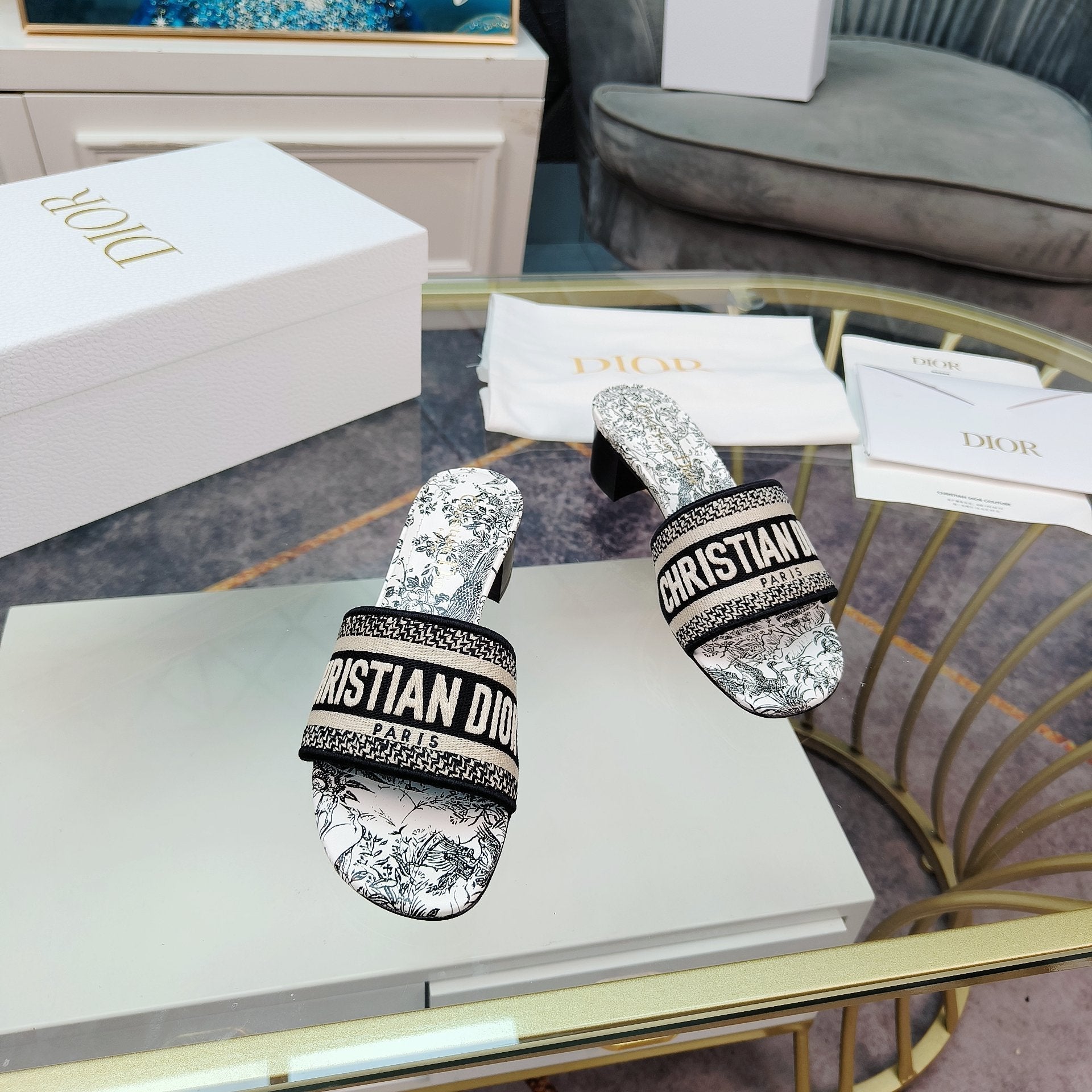DIOR CD Mule Dway Heeled Slide 45mm Style 13
