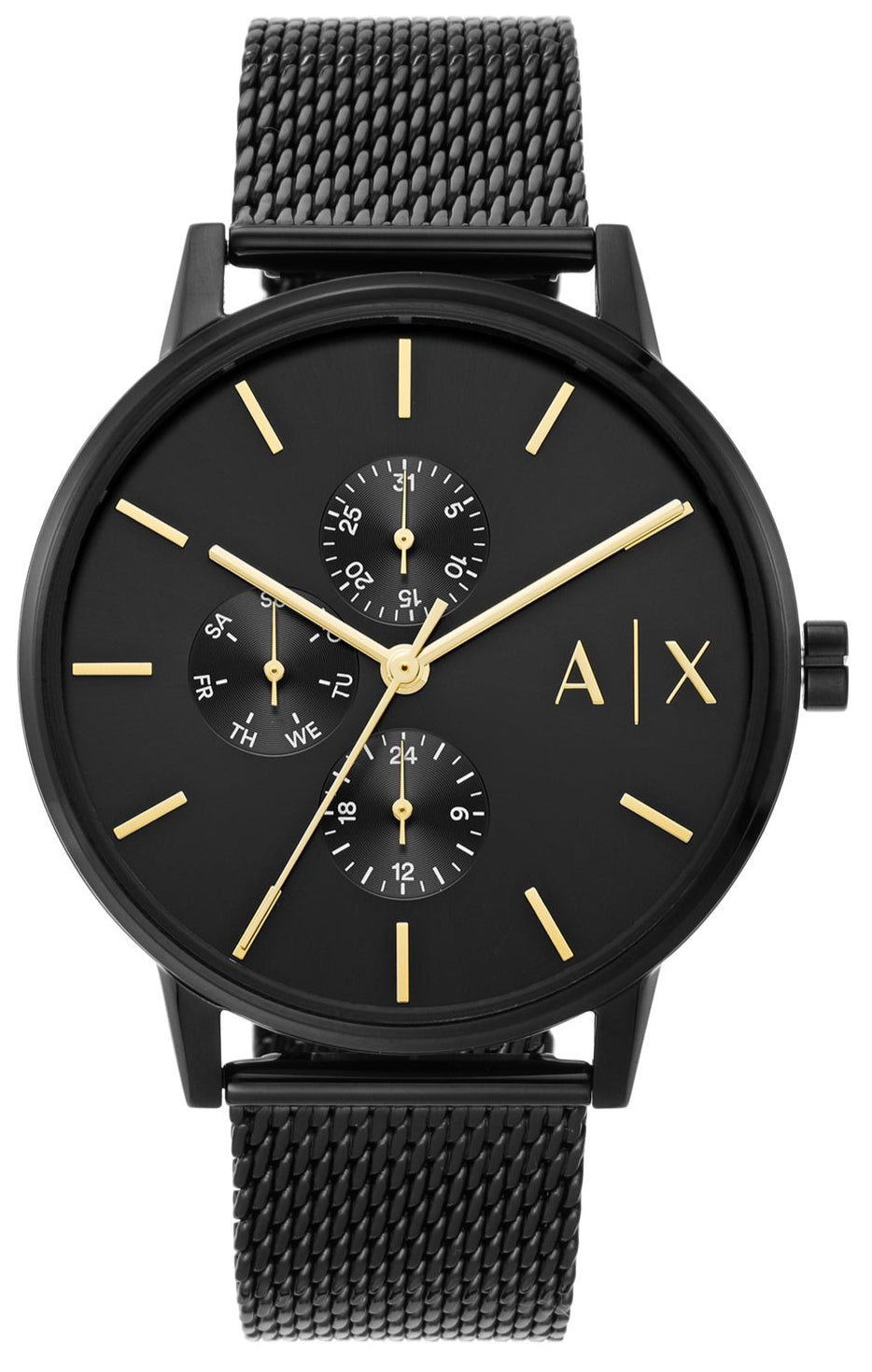 Armani Exchange Cayde AX2716 Men's Chronograph Watch - Black Dial with Black Mesh Stainless Steel Strap