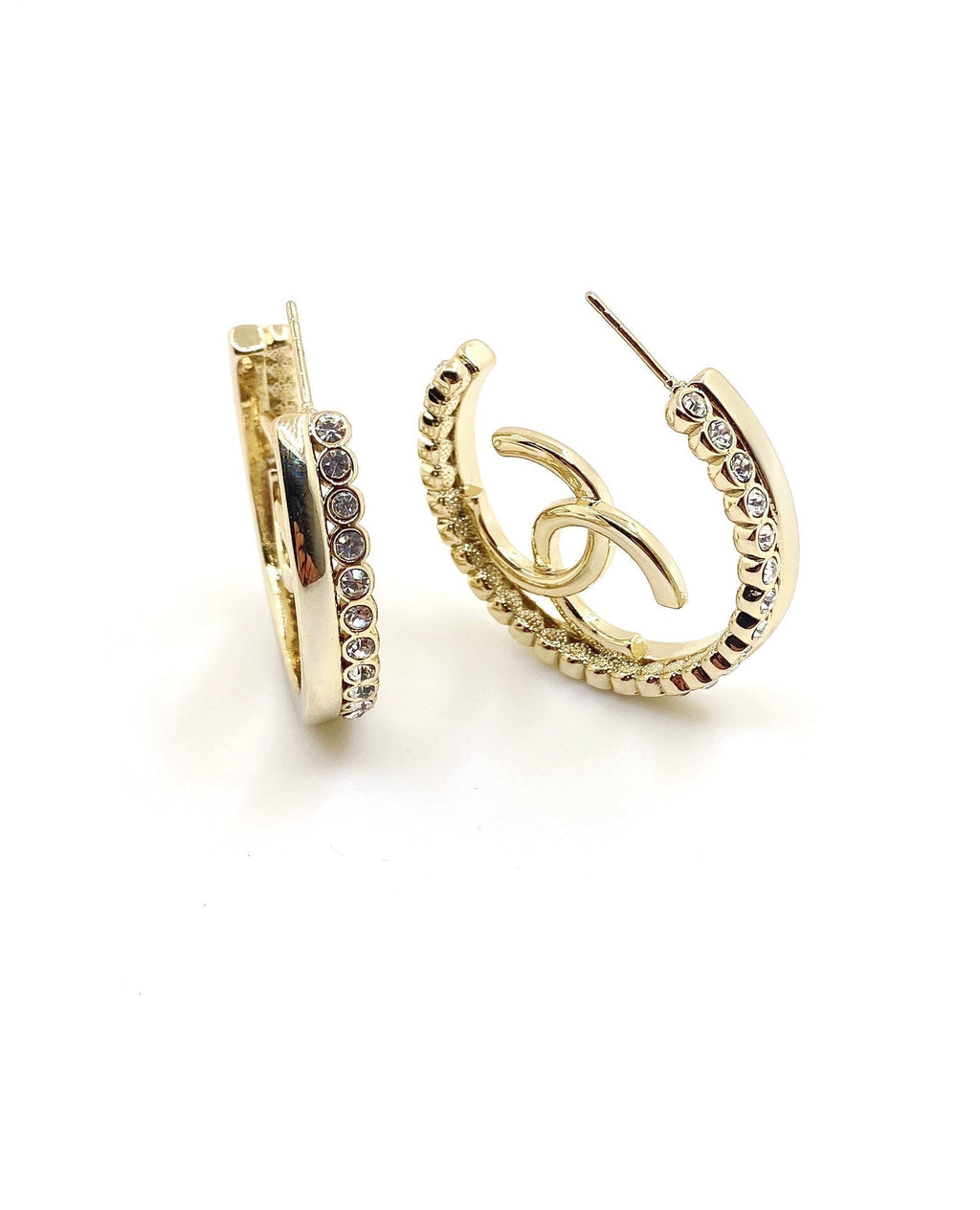 18K  Chanel Circle Crystals Earrings