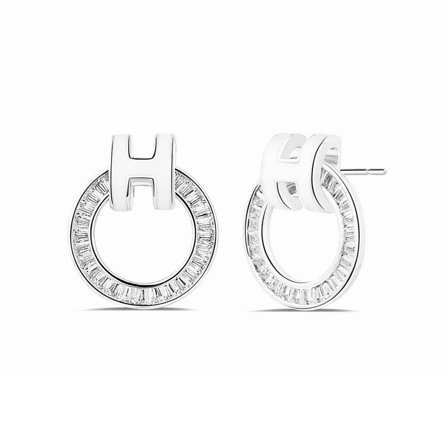 18K Clic Hermes Diamond Earrings