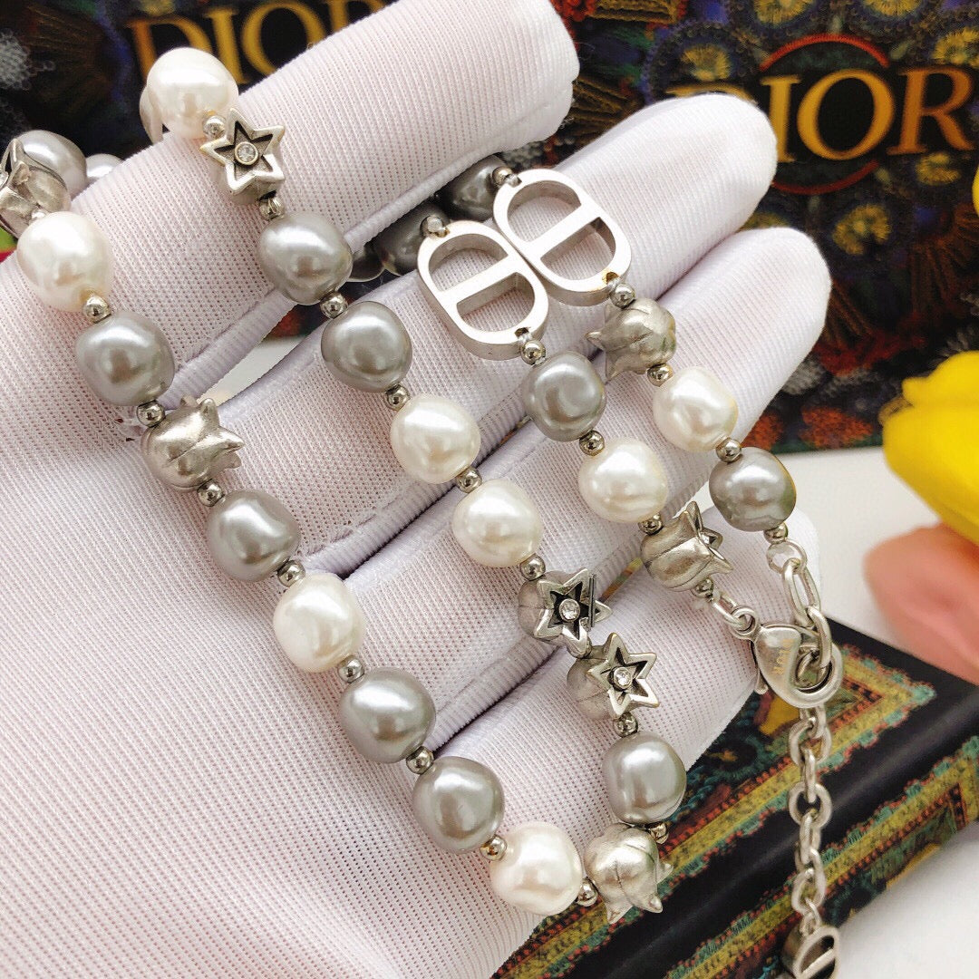 18K Dior Pearls And Stars Necklace