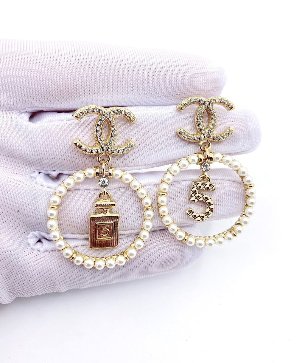 18K  Chanel No.5 Perfume Bottle Earrings