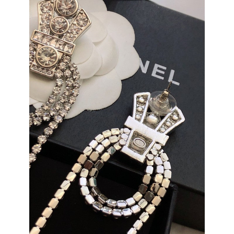 18K  Chanel Tassel Crystal Earrings