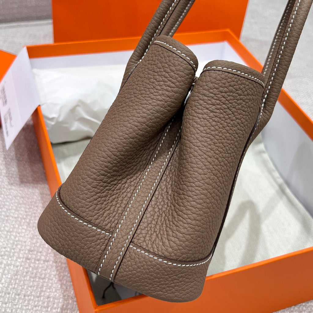 HERMES GARDEN PARTY 23CM IN DARK BROWN CALFSKIN