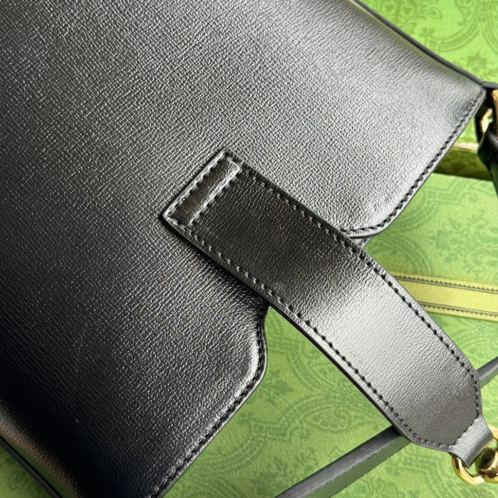 GUCCI MINI BUCKET SHOULDER BAG 20 IN BLACK CALFSKIN GOLD HARDWARE