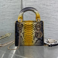 DIOR MINI 17 LADY BAG IN SUN FLOWER MIX BLACK SNAKESKIN PATTERN LAMBSKIN