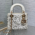 DIOR MINI 17 LADY BAG IN WHITE SATIN EMBROIDERED WITH BEADS 226310