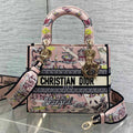 DIOR 25S SMALL LADY D-LITE BAG 24 IN PINK CANVAS  BUTTERFLY