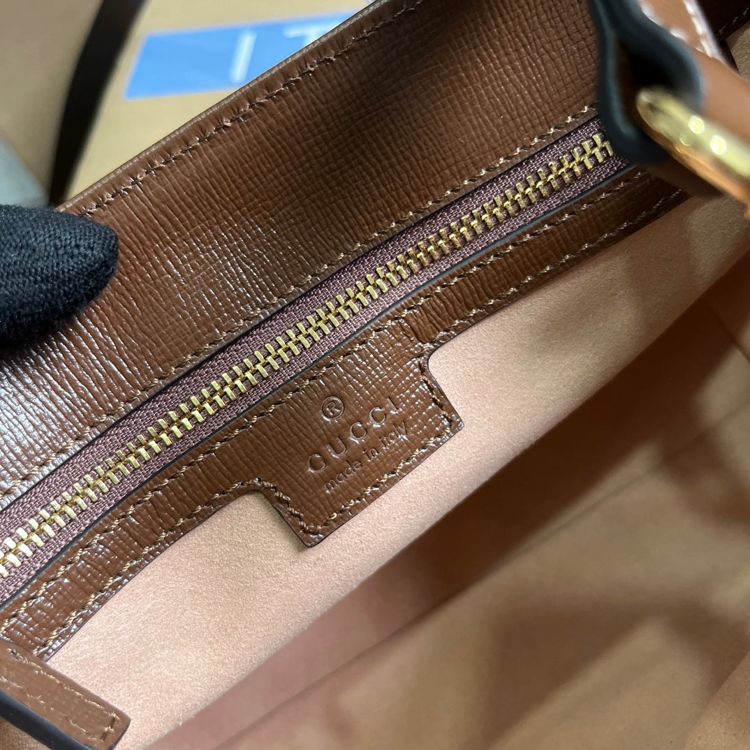 GUCCI JACKIE 1961 SMALL 24 TOTE BAG BEIGE AND EBONY CANVAS