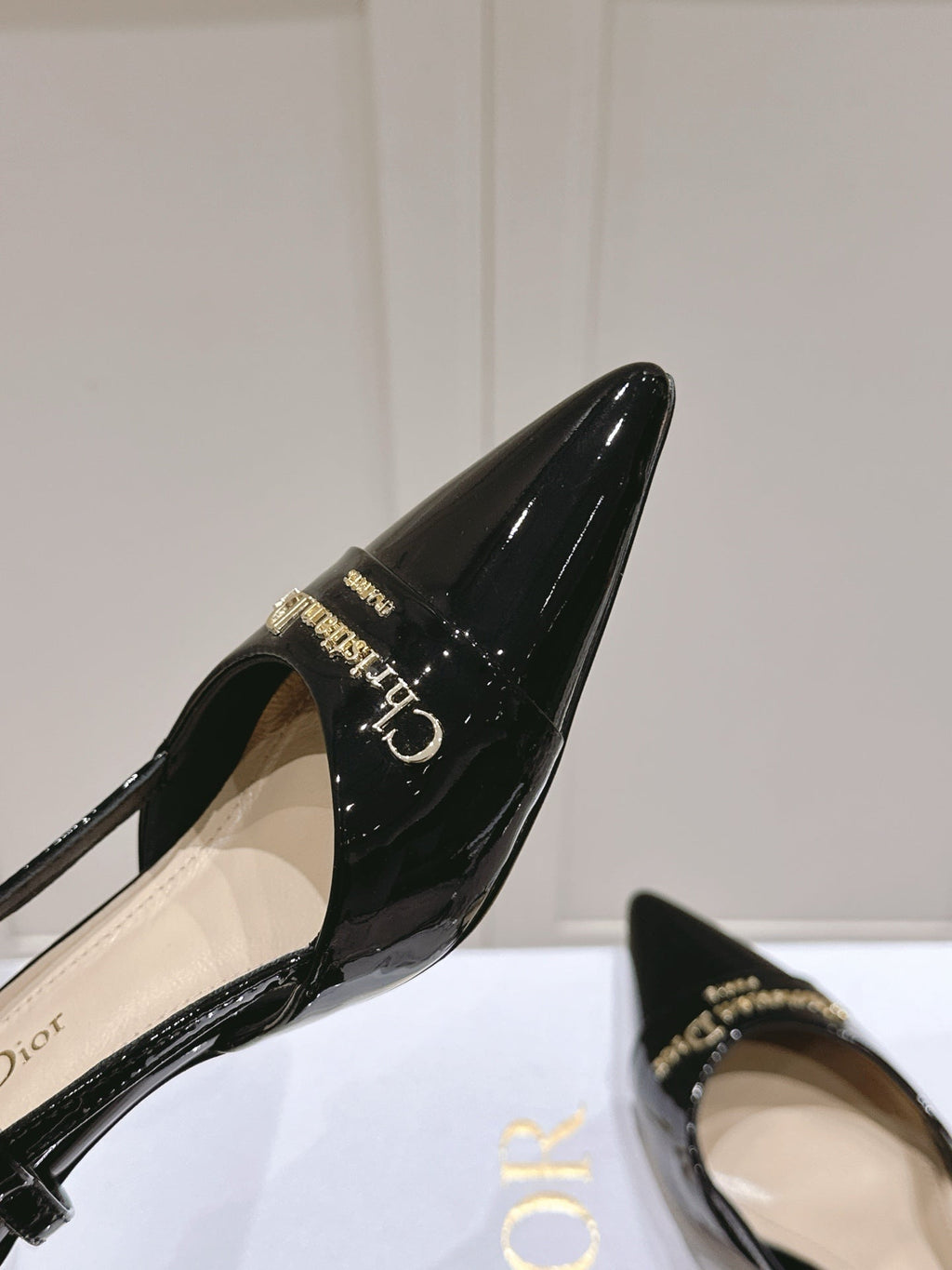 DIOR MY DD 25S SLINGBACK PUMP 50MM IN BLACK GLOSSY CALFSKIN