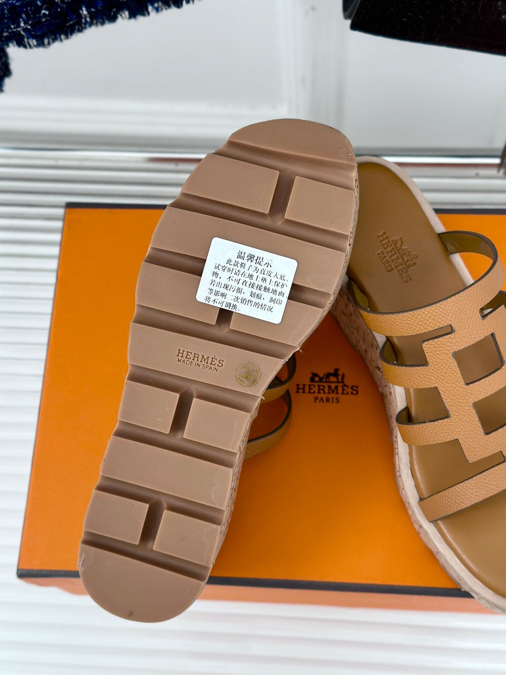 HERMES ISABELLA SANDAL BRIGHT BROWN CALFSKIN