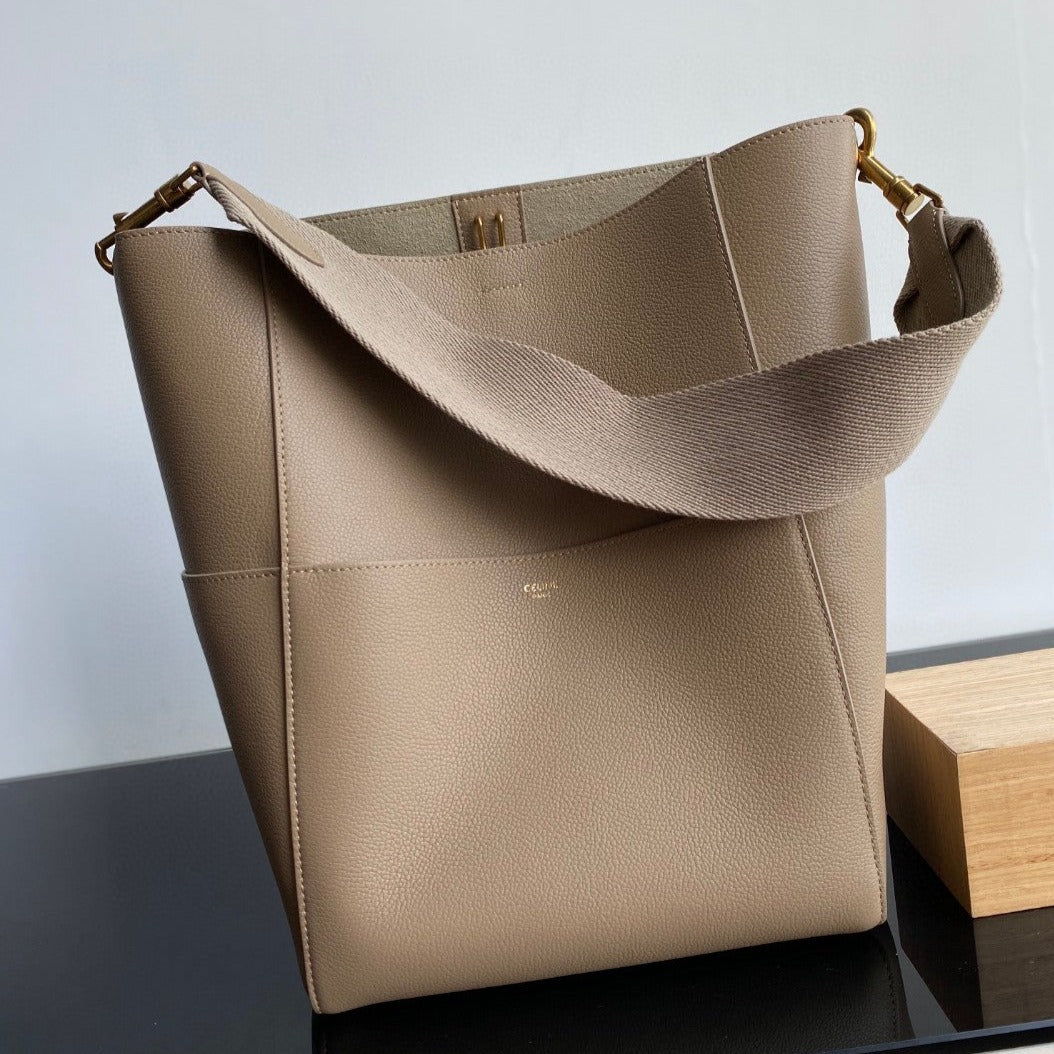 CELINE SANGLE SEAU BUCKET 33 BAG BEIGE CALFSKIN