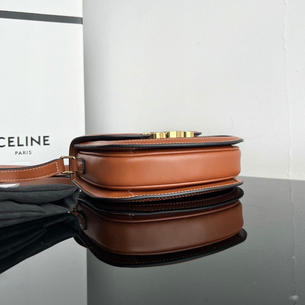 CELINE TRIOMPHE 15 Black Pattern Calfskin Handbag