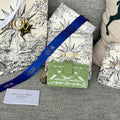 DIOR LADY JASMINE CARD HOLDER 10 IN LIGHT GREEN QUILTED PATENT CALFSKIN
