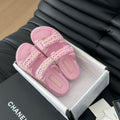 CHANEL Mule Sandals Sheepskin Light Pink