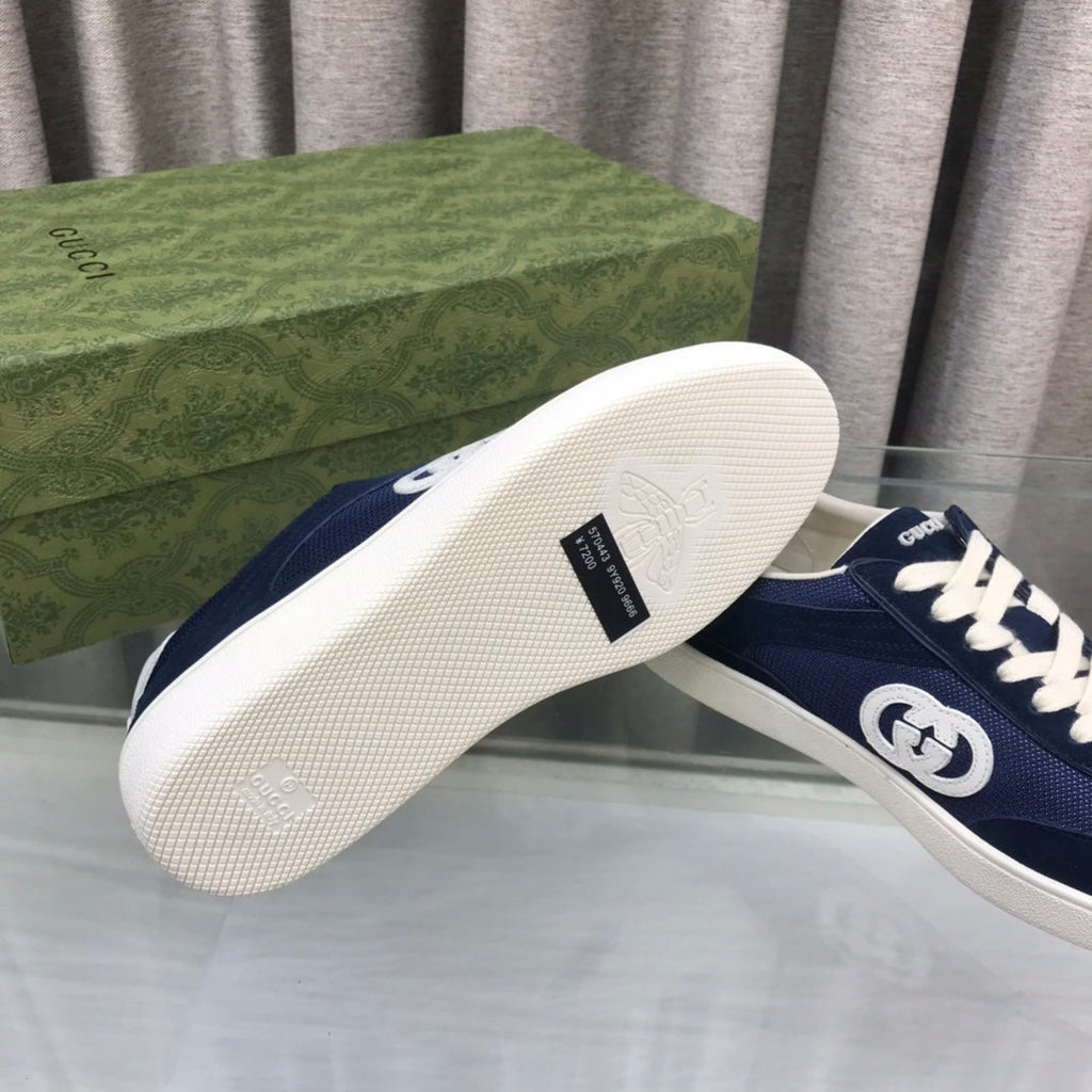 GUCCI INTERLOCKING G SNEAKER DENIM BLUE SUEDE