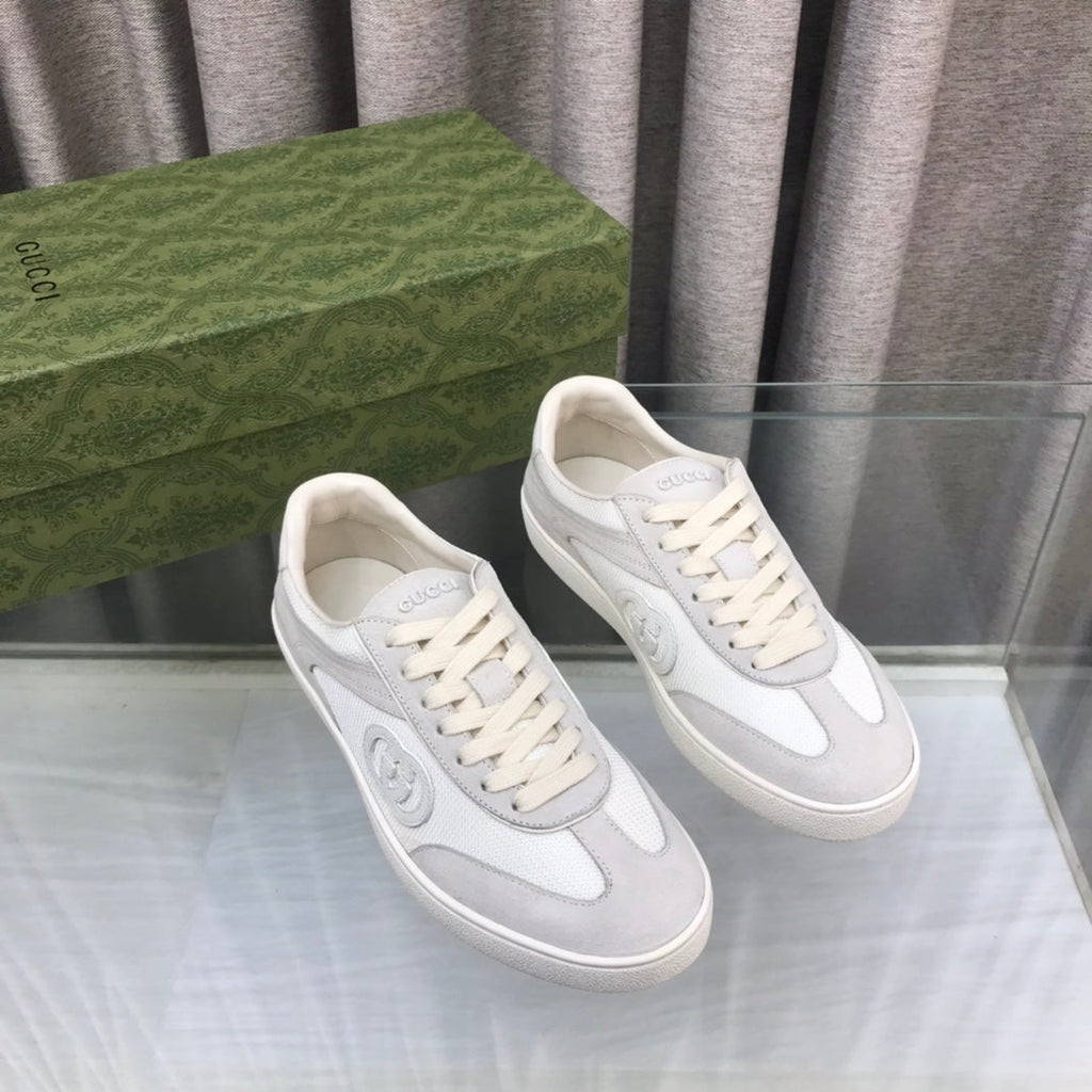 GUCCI INTERLOCKING G SNEAKER LIGHT GRAY SUEDE