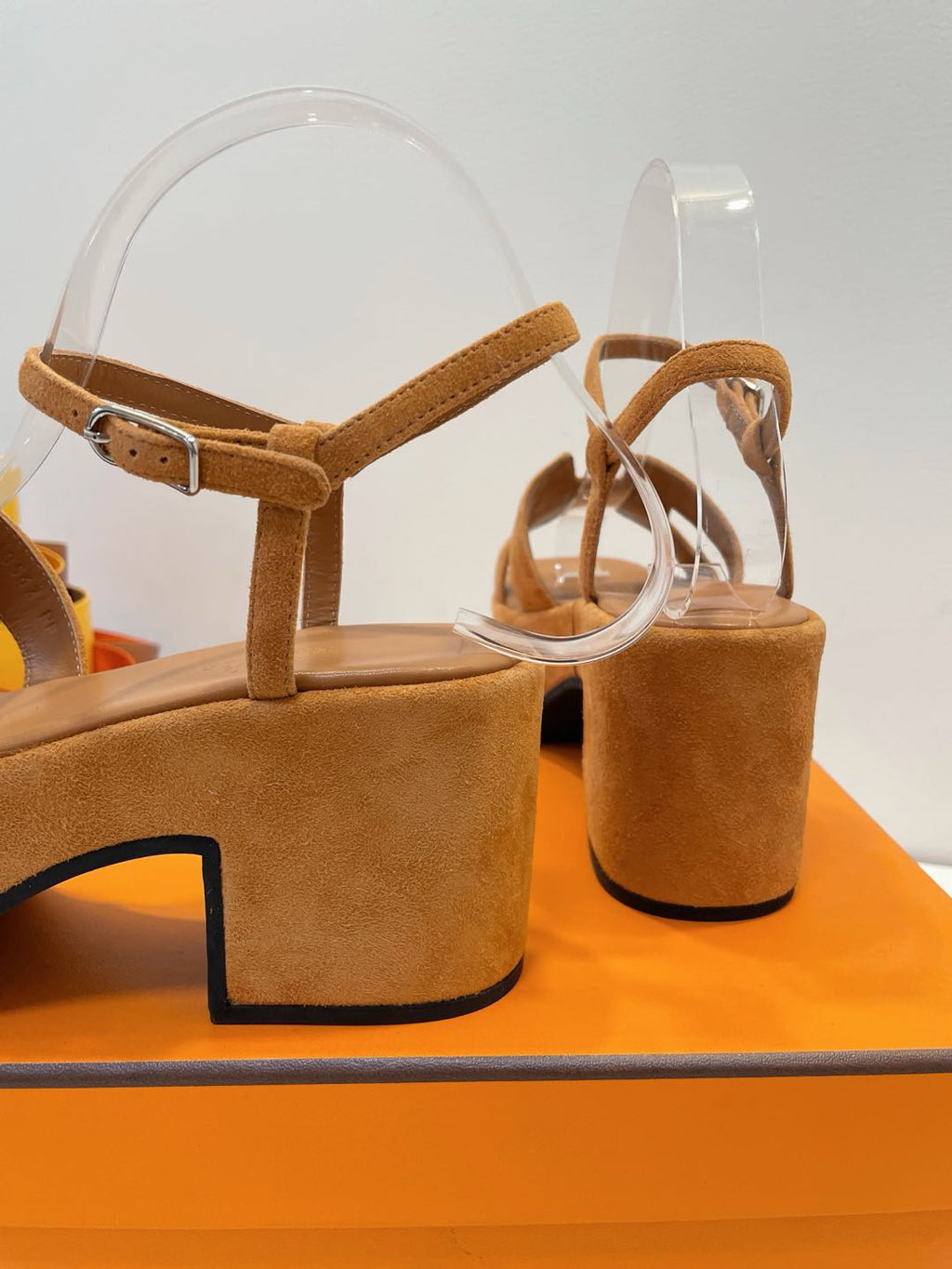 HERMES JAM 30 SANDAL IN CINNAMON BROWN SUEDE