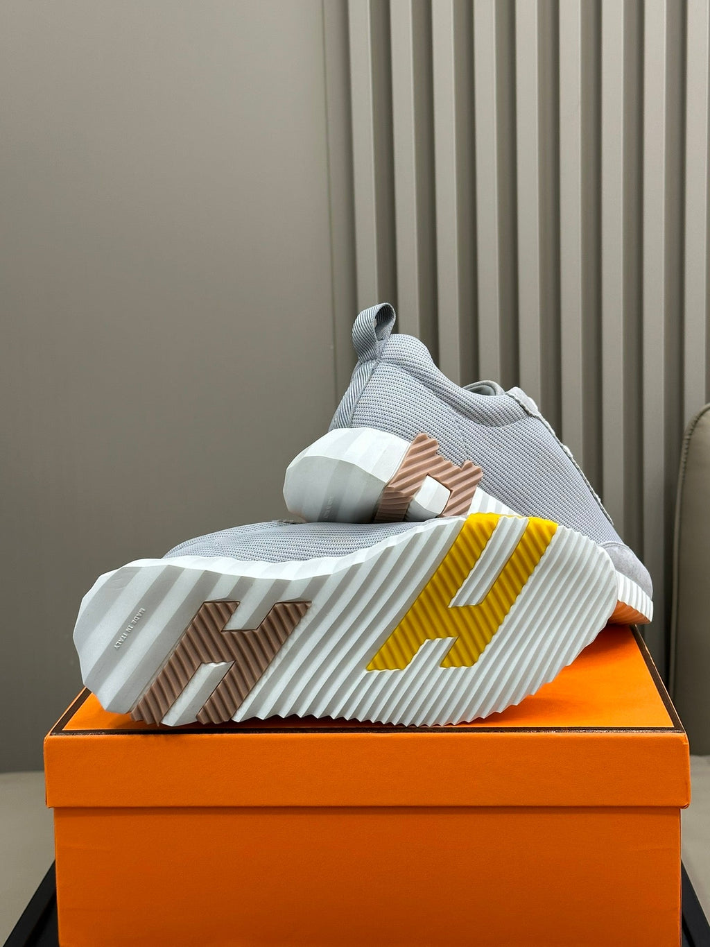 HERMES BOUNCING SNEAKERS LIGHT GRAY CALFSKIN