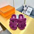 HERMES CHYPRE SANDAL IN ORCHID PURPLE SHEARLING