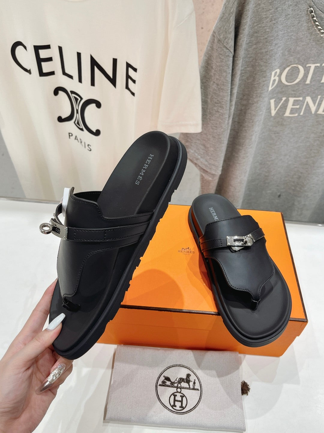 HERMES EMPIRE SANDAL BLACK CALFSKIN
